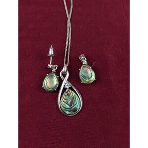 Sterling Silver 925 Necklace Pendant ‎ Earring Pair Set